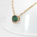 4.9ct Natural Emerald and Diamond Pendant Necklace in Solid 14K Gold with Attached Chain – Elegant Green Gemstone Jewelry for Women
