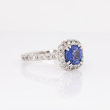 Mirella Platinum Ceylon Sapphire Ring with Natural Diamonds Accents | Round 7.5mm