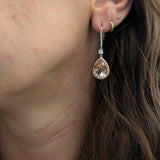 Nikita 14K White Gold Morganite Diamond Earrings | Pear Shape 14x10mm