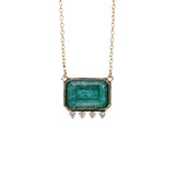 6ct Emerald Pendant w Natural Diamond Accents in Solid 14K Gold | EM 15x10mm