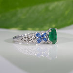 14K White Gold Zambian Emerald Ring
