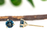 Round 5mm - 14K Solid Gold London Blue Topaz Martini Studs