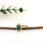 Jasmine 14K Yellow Gold 0.96cts Zambian Emerald Diamond Wedding Ring | Emerald Cut 7x5mm