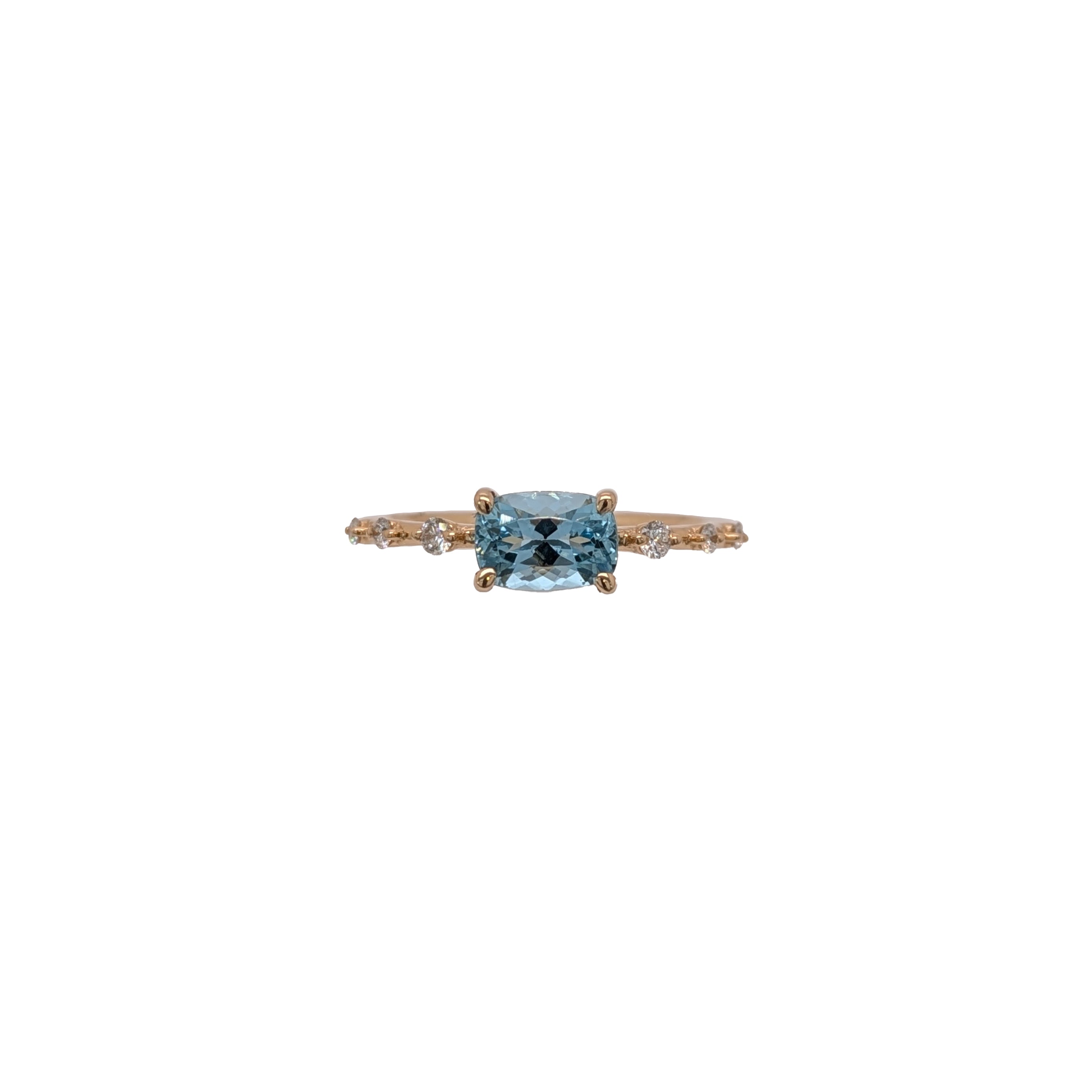 amara 14k dual white yellow gold 0.89cts aquamarine diamond ring | elogated cushion 6.5x5mm