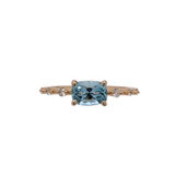 Amara 14K Dual White Yellow Gold 0.89cts Aquamarine Diamond Ring | Cushion 6.5X5mm