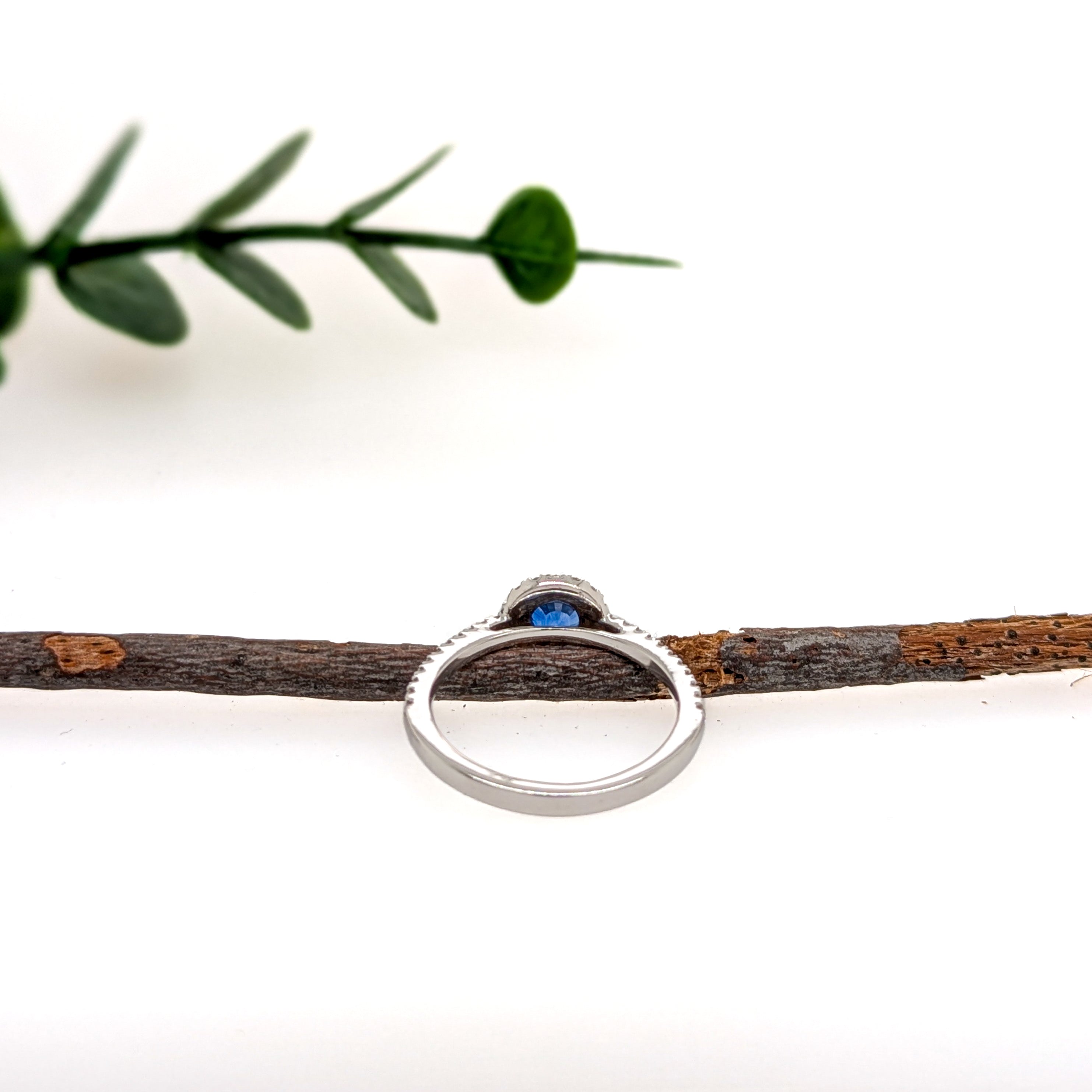 Lynn 14K White Gold 0.42cts AAA Ceylon Sapphire Diamond Ring | Round 4.5mm