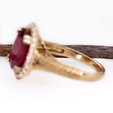 Yumi 14k Solid Yellow Gold Madagascar Ruby Natural Diamond Ring | Oval 12x10mm