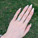 5Ct lab diamond Ring with Sapphire Accent and Lab Diamonds Halo: Solid 14K Gold