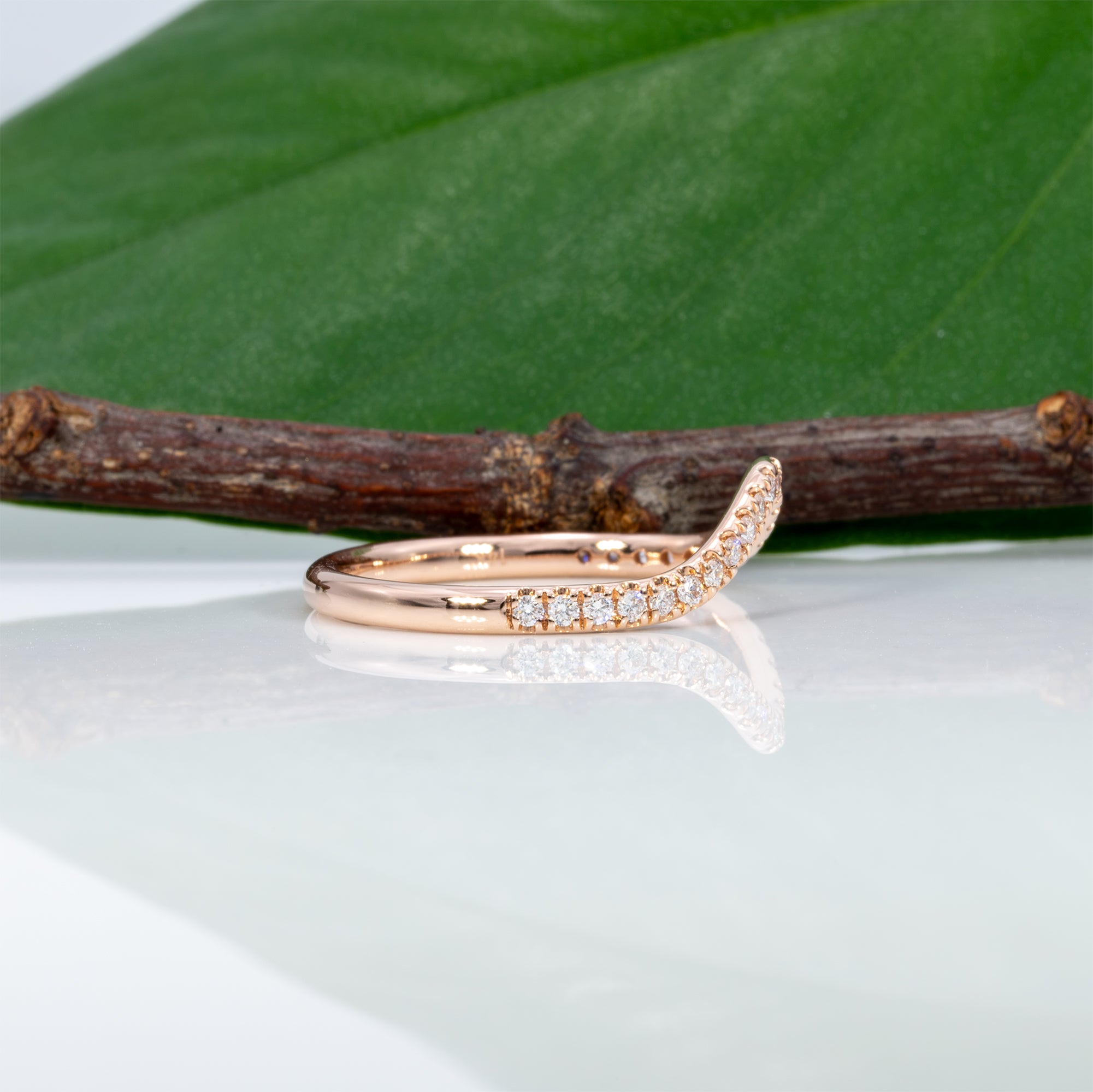 14K rose gold diamond band ring