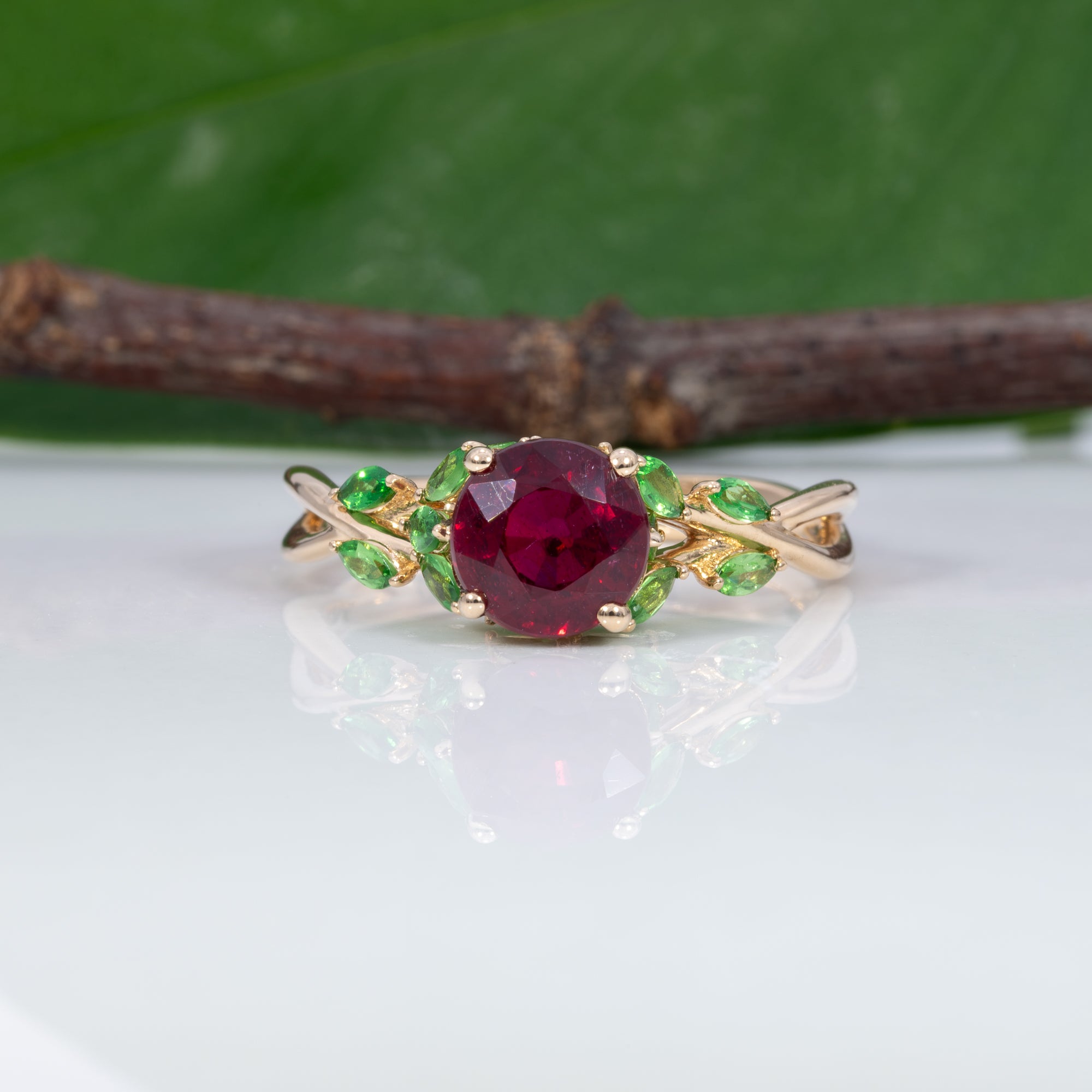 14K yellow gold madagascar ruby ring