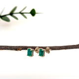 Jenny 14K White Gold 1.05cts Zambian Emerald Solitaire Stud Earrings | Emerald Cut 6x4mm