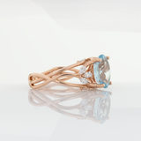 Avani 2Ct Aquamarine Ring with Lab Created Diamond Accents in Solid 14K Gold | Oval 10x7mm Blue Gemstone Ring