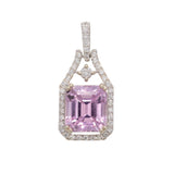4.5ct Kunzite Pendant with Earth-Mined Diamond Accents in Solid 14K Gold | 10x8mm Elegant Fine Jewelry Gemstone Necklace for Women