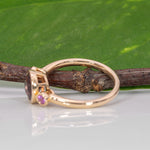 14K yellow gold red spinel ring with pink sapphire accents