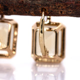 Anvi 14k Solid Yellow Gold Solitaire Citrine Earrings | Emerald Cut 11x9mm