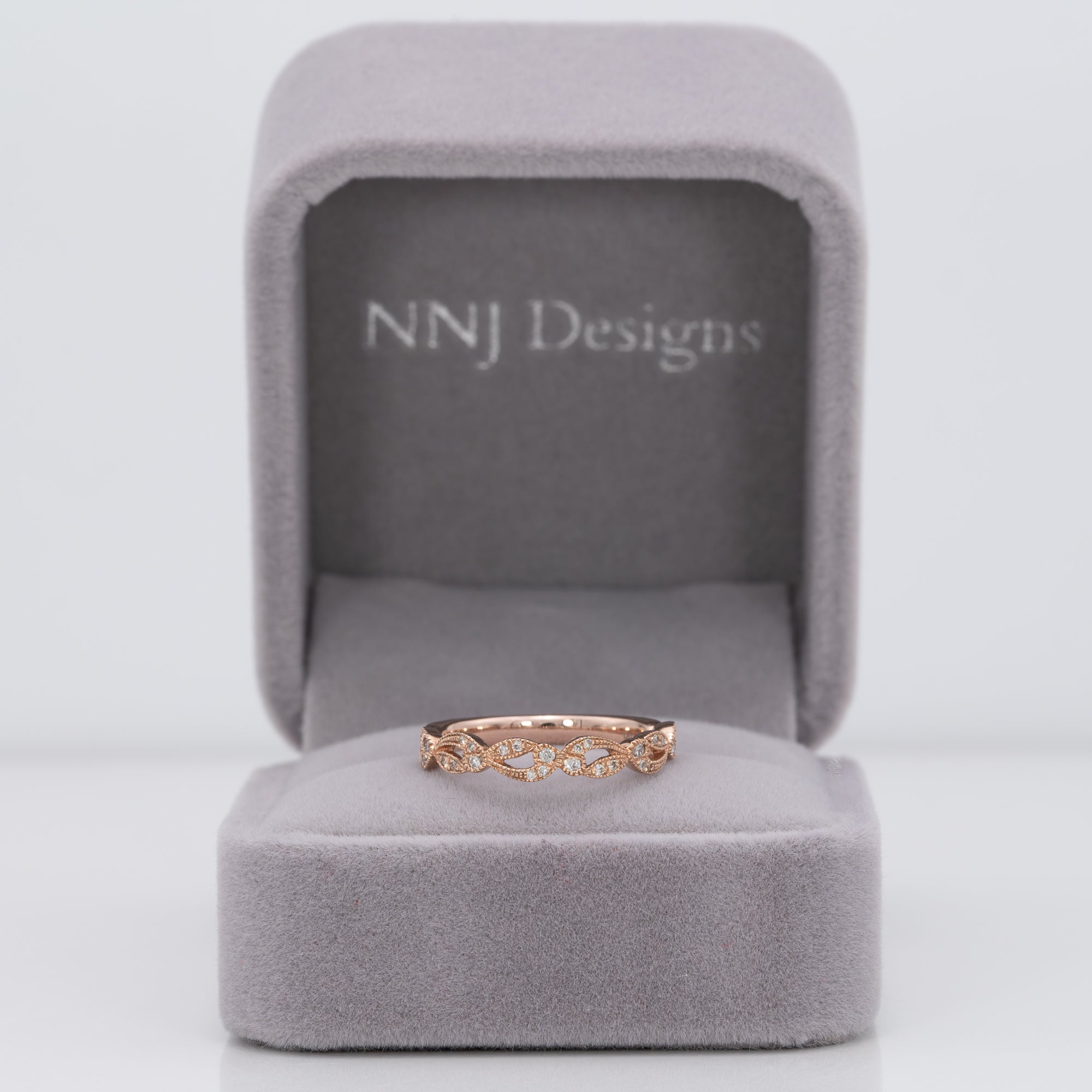 14K rose gold diamond band