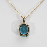 14K Yellow Gold Swiss Blue Topaz Pendant
