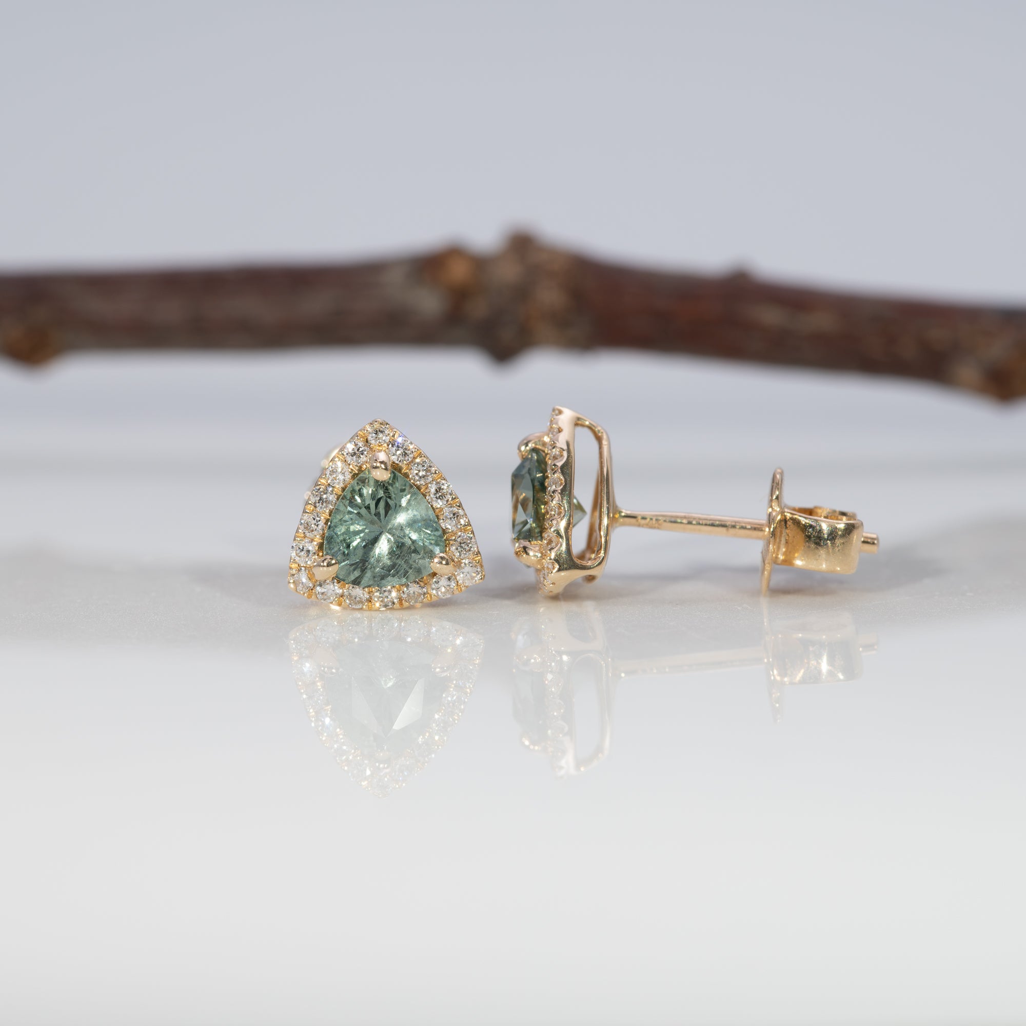 14K yellow gold montana sapphire earrings