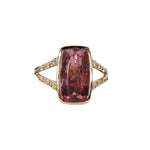 Netra 14K Yellow Gold 4.49cts Tourmaline Diamond Ring | Cushion Cut 14X8mm