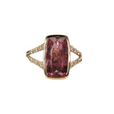 Netra 14K Yellow Gold 4.49cts Tourmaline Diamond Ring | Cushion Cut 14X8mm
