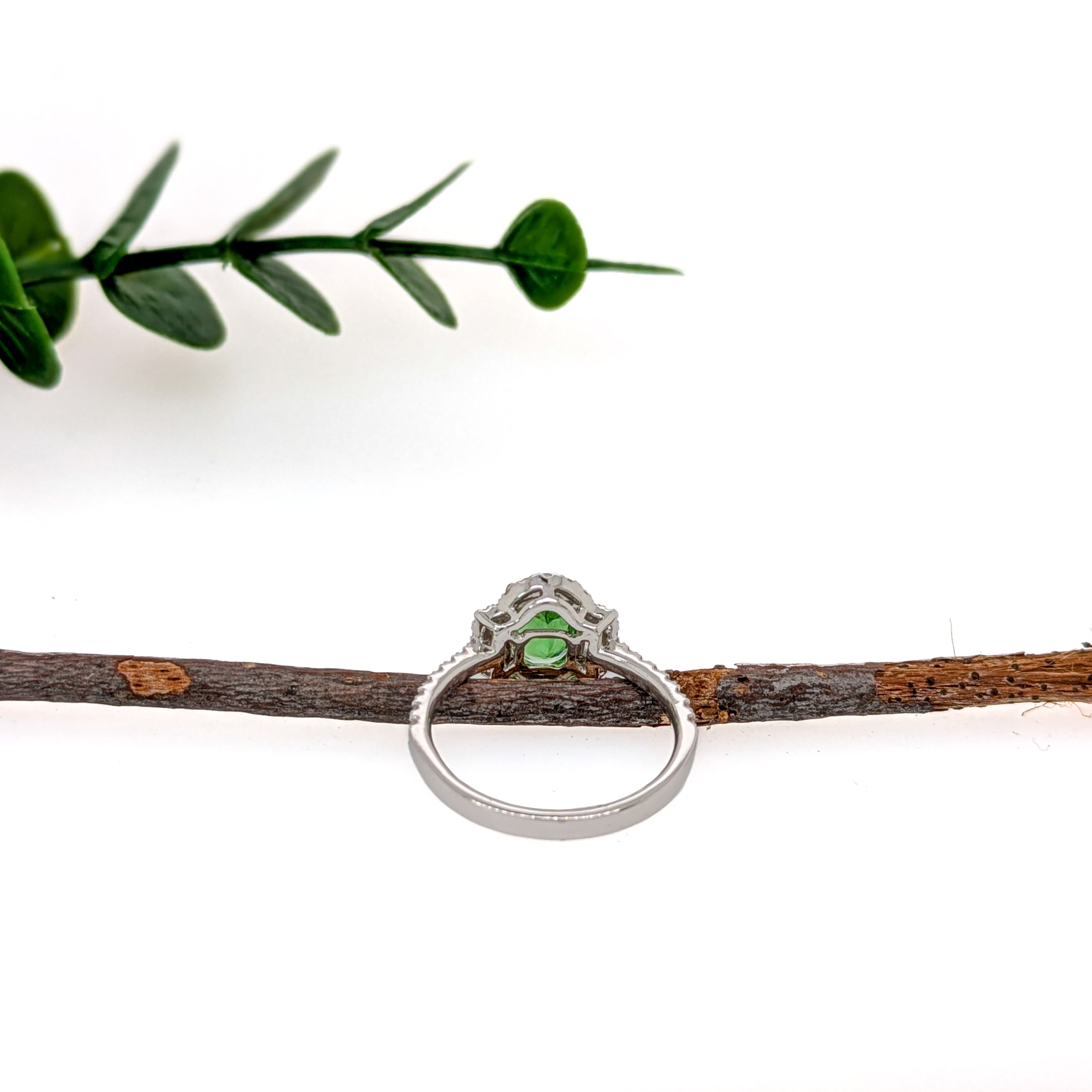 Risha 14K White Gold 1.0cts Tsavorite Diamond Ring | Oval 8x6mm