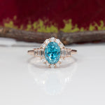 14K rose gold cambodian blue zircon ring