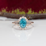 14K rose gold cambodian blue zircon ring