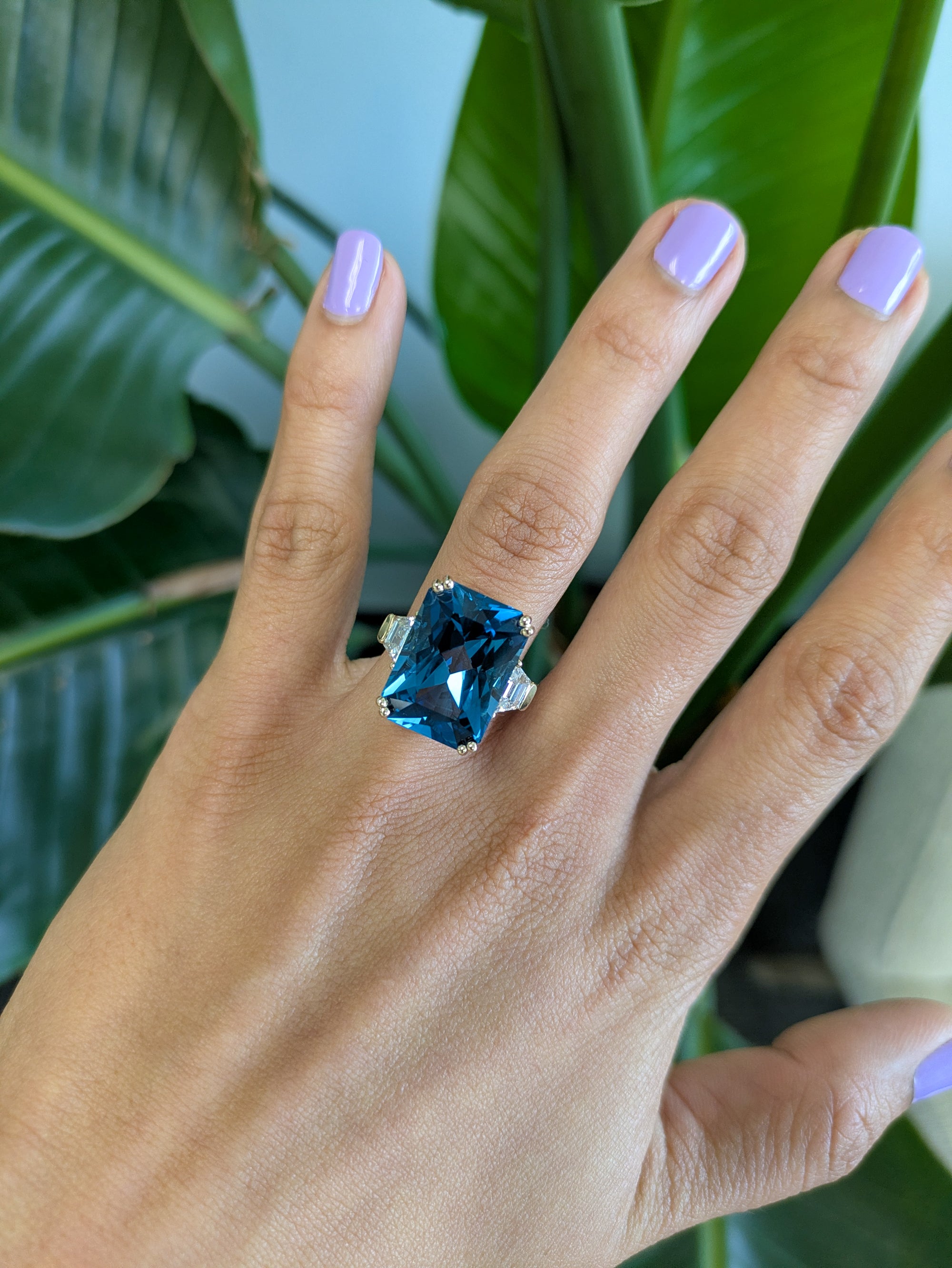 14K yellow gold london blue topaz ring