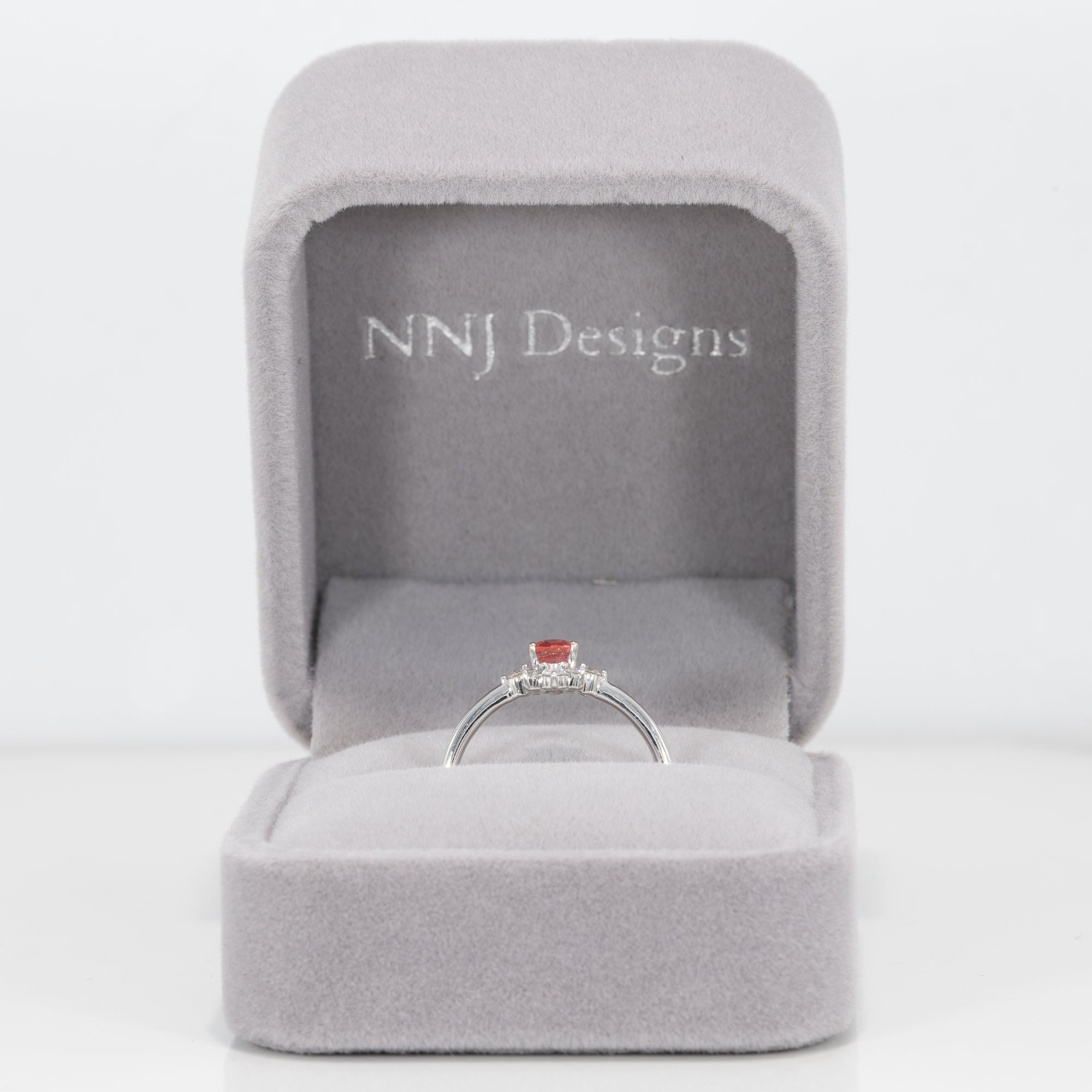 14K white gold padparadscha sapphire ring