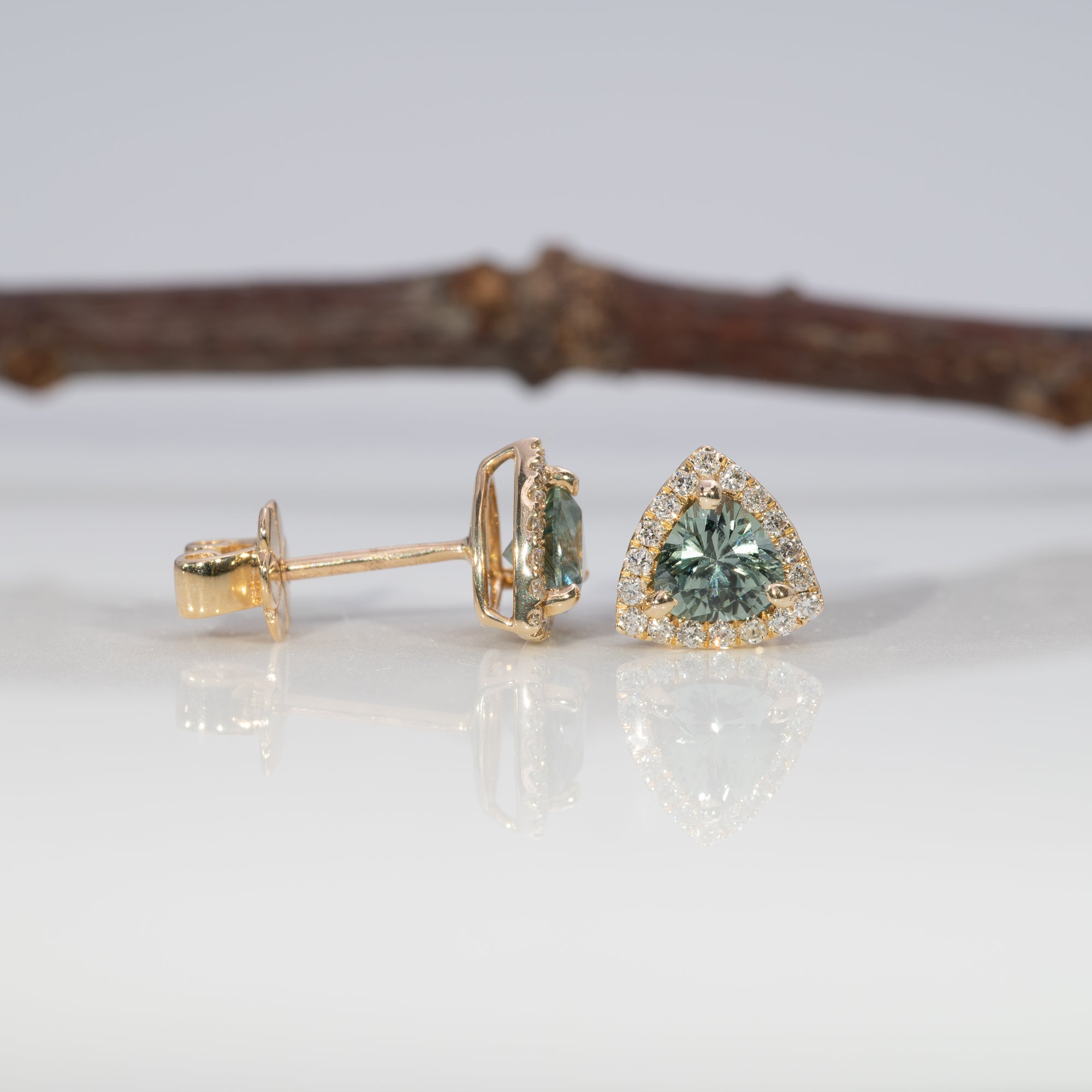 14K yellow gold montana sapphire earrings