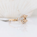 Fabulous Ring Setting W Natural Baguette and Round Diamond Accents in 14K Solid Gold | Oval Shape | Customizable