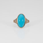 14K yellow gold sleeping beauty turquoise ring