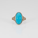 14K yellow gold sleeping beauty turquoise ring