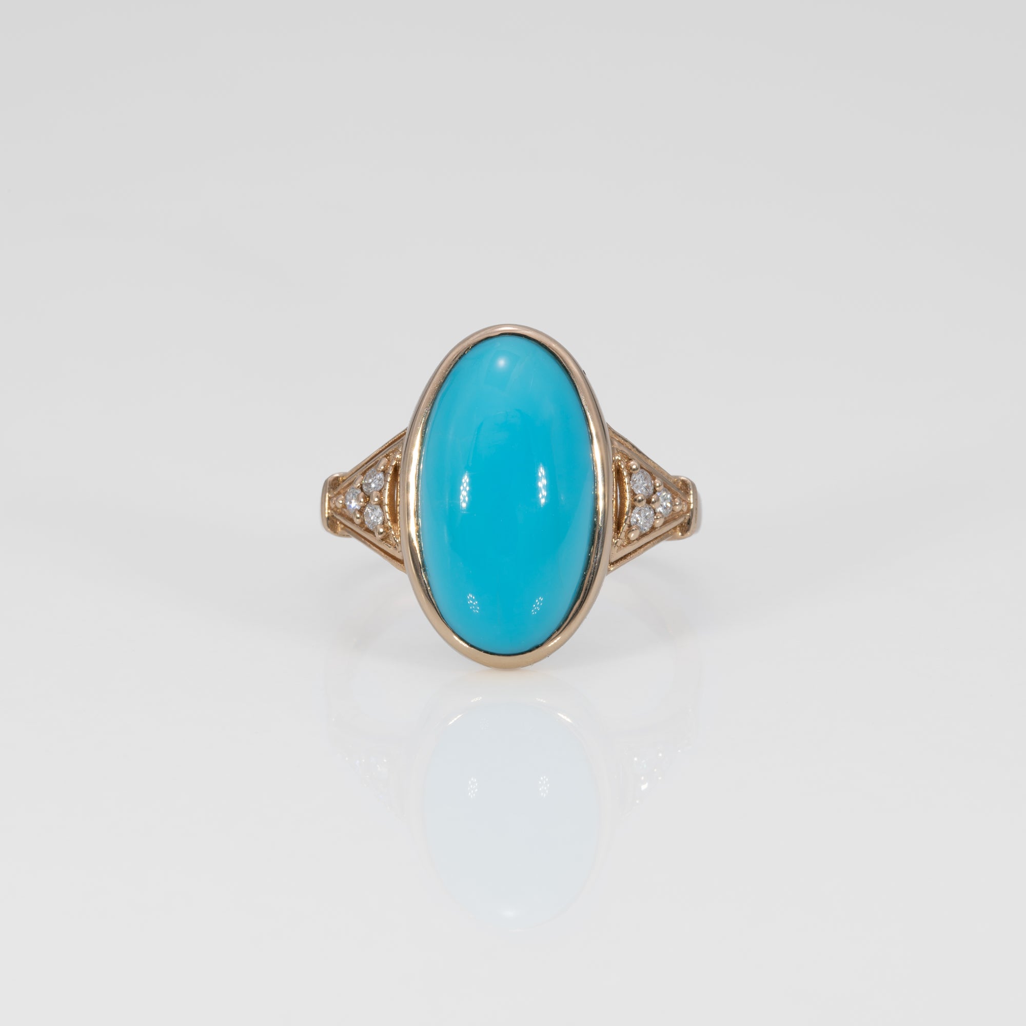 14K yellow gold sleeping beauty turquoise ring