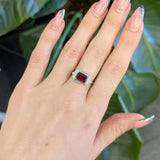 2.9Ct Garnet Ring with Natural Diamond Accents in Solid 14K Gold – Oval 9x7mm Fine Gemstone Ring