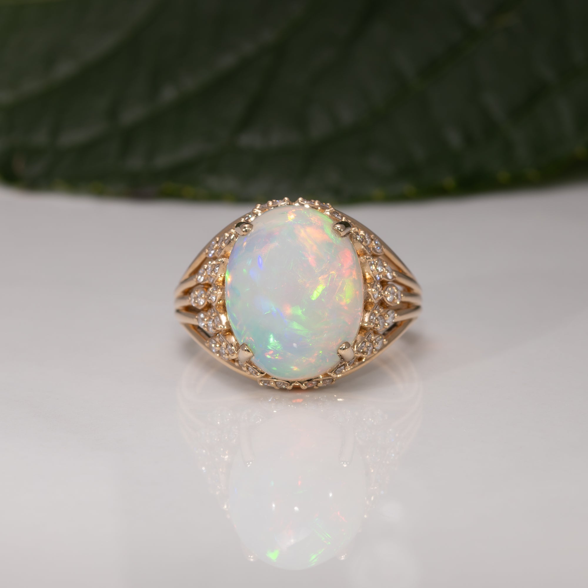 14K yellow gold ethiopian opal ring