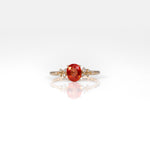 14K yellow gold padparadscha sapphire ring with diamonds