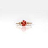 14K yellow gold padparadscha sapphire ring with diamonds