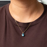 14K Yellow Gold Swiss Blue Topaz Pendant