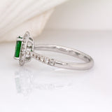 Avienne Solid 14k White Gold Tsavorite Garnet Ring with Natural Diamond Accents | 7x5mm