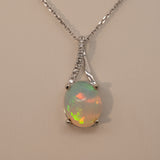 Natural 2.3ct Ethiopian Pendant Necklace with Earth Mined Diamond Accents in Solid 14K Gold – 10x8mm Gemstone Jewelry