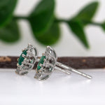 Alice 14K White Gold 0.55cts Emerald Diamond Stud Earrings | Oval 5X4mm