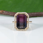 14K yellow gold bi-color tourmaline ring