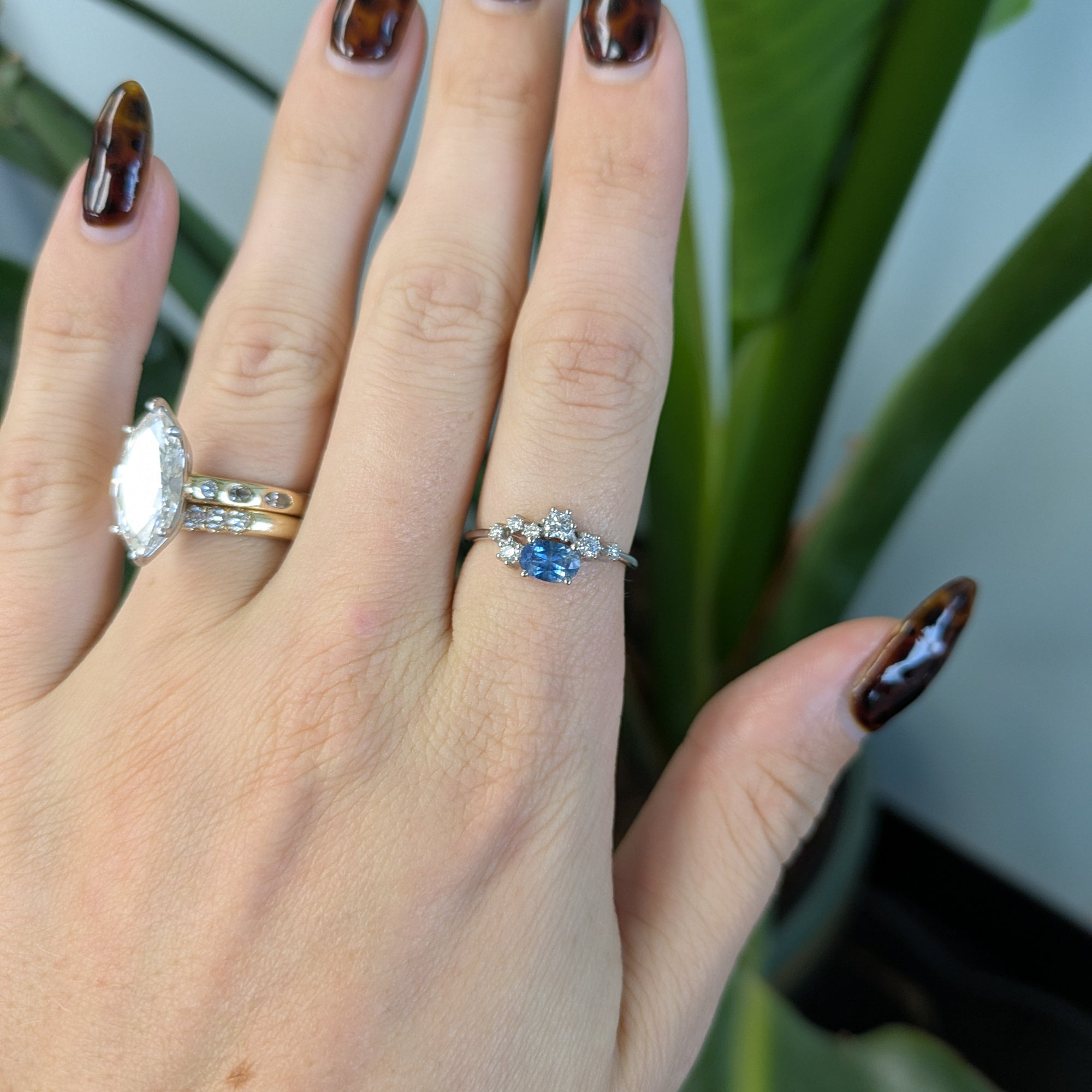 14K white gold montana sapphire ring