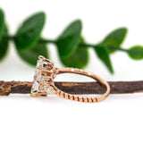Engagement Ring | 14K Rose Gold Lab-Created Diamond Natural Diamond Ring | MQ 12x6mm