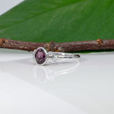 14K white gold purple spinel ring with diamond accents