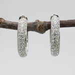 Diamond Huggie Hoop Earrings in 14K White Gold | Diamond Accents | Round Cut | April Birthstone