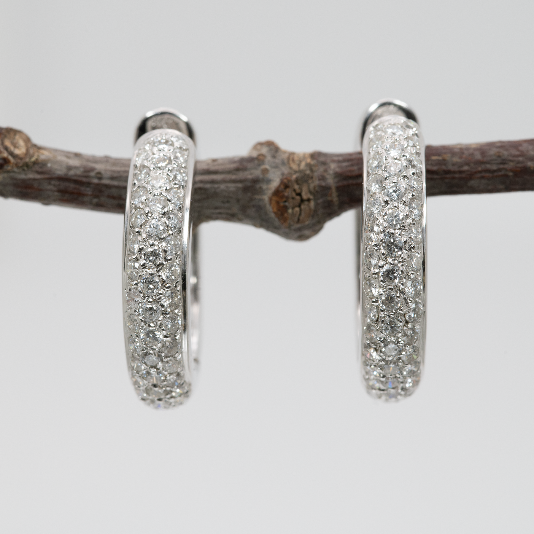 Diamond Huggie Hoop Earrings in 14K White Gold | Diamond Accents | Round Cut | April Birthstone
