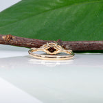 14K yellow gold red spinel ring with diamond accents