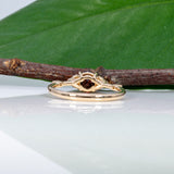 14K yellow gold red spinel ring with diamond accents